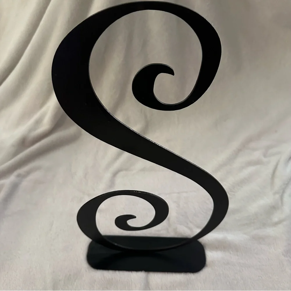 Metal Letter S Swirl Black Sculpture Decor - Picture 4 of 14